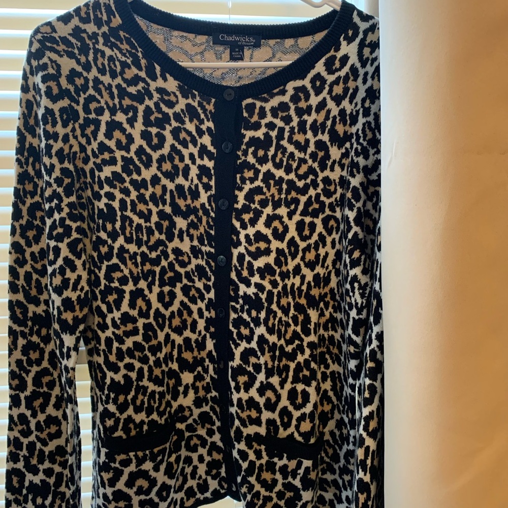Chadwicks NWOT animal print cardigan.
